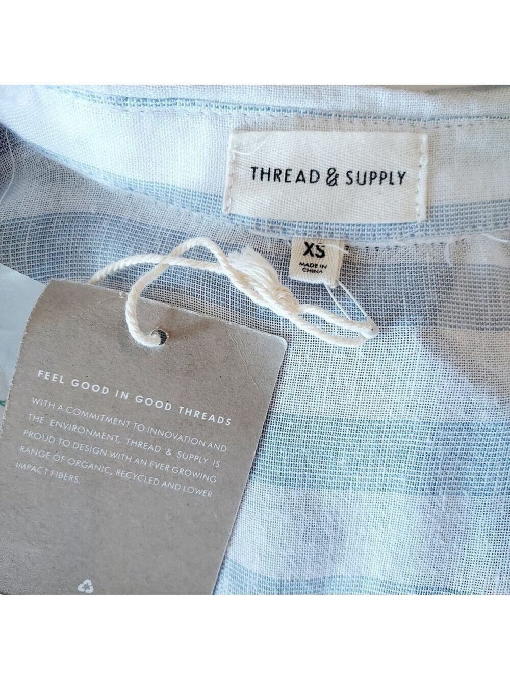 Thread & Supply Blue & White Striped Button Up Size XS - Picture 9 of 11